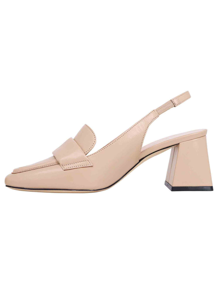 Spatarella Decollete slingback donna in pelle cipria con punta quadra Limitato a 3 giorni