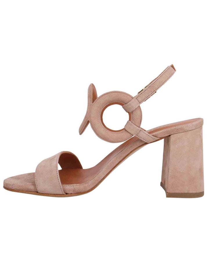 Spatarella Sandali slingback donna in camoscio beige con tacco alto e punta tonda Esporta salva