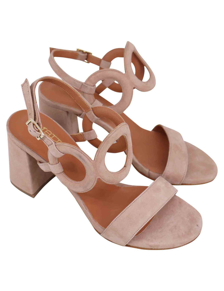 Spatarella Sandali slingback donna in camoscio beige con tacco alto e punta tonda Esporta salva