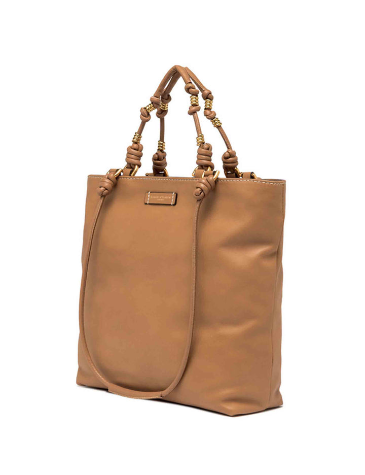 Spatarella Shopping bag donna Camilla in pelle cuoio con doppi manici In vendita