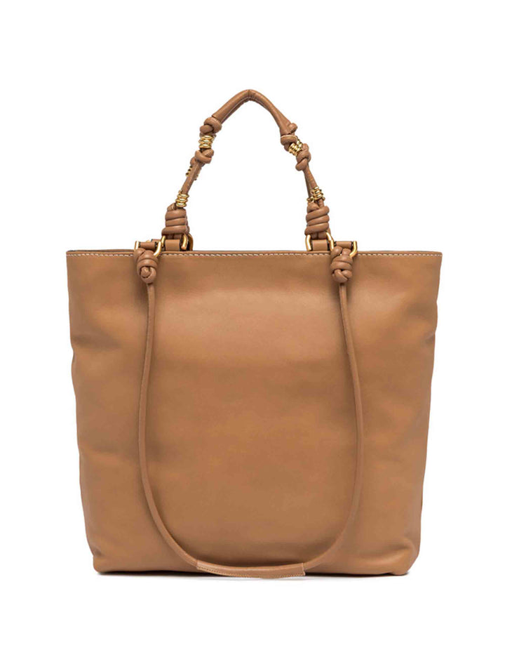 Spatarella Shopping bag donna Camilla in pelle cuoio con doppi manici In vendita