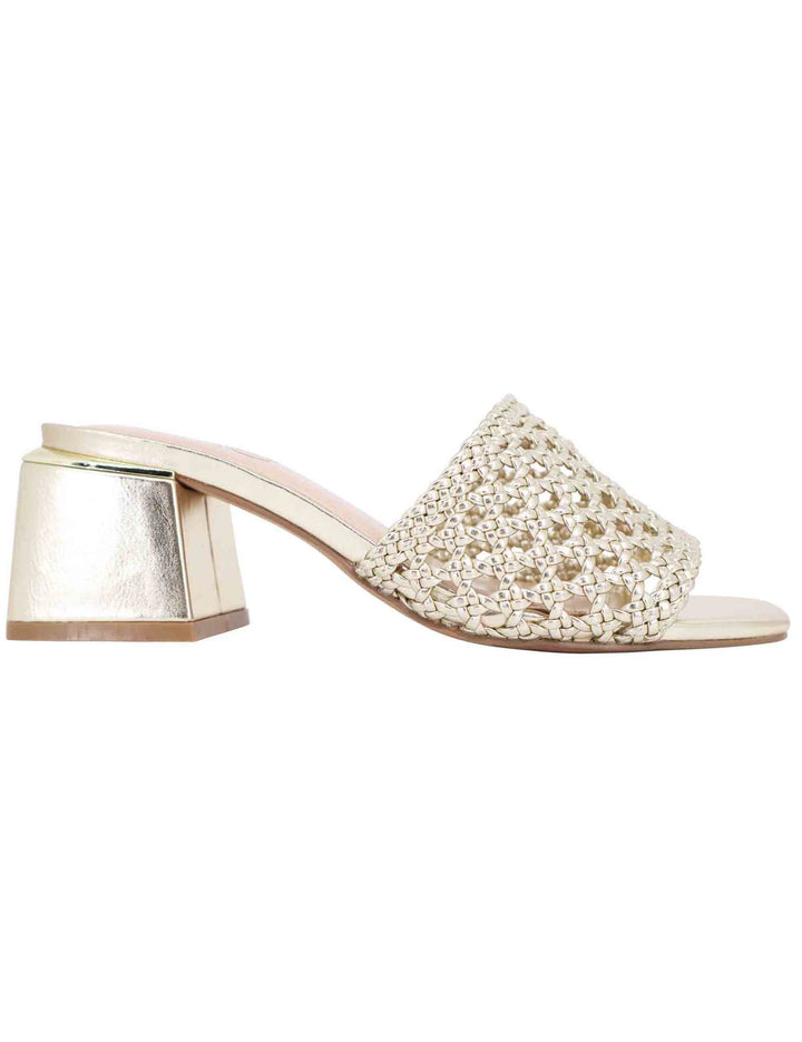 Spatarella Sandali donna in eco pelle oro intrecciata con punta quadra Duty-free