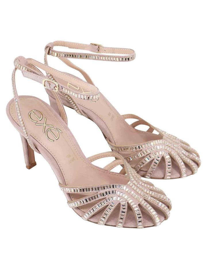 Spatarella Sandali donna in strass argento con tacco alto e cinturino alla caviglia 50% di sconto per tempo limitato