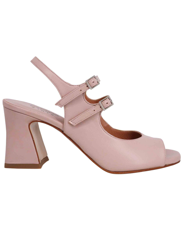 Spatarella Sandali slingback donna in pelle cipria con cinturini punta tonda e tacco alto In Linea