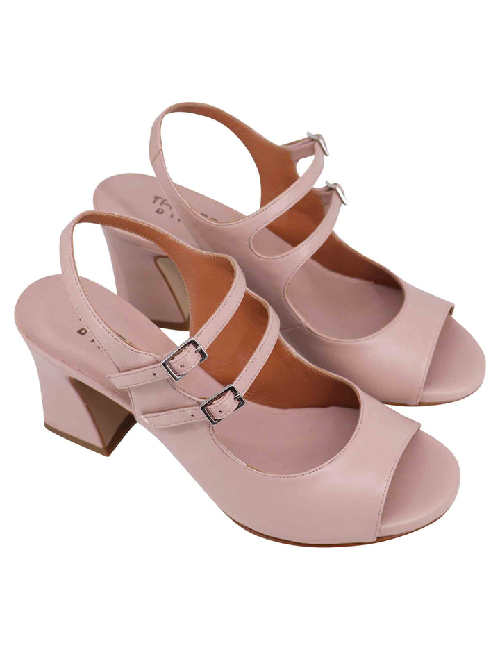 Spatarella Sandali slingback donna in pelle cipria con cinturini punta tonda e tacco alto In Linea