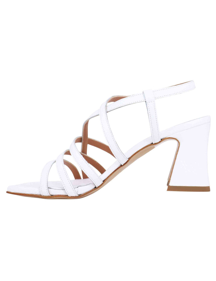 Spatarella Sandali slingback donna in pelle bianca con tacco alto e punta quadra Qualità