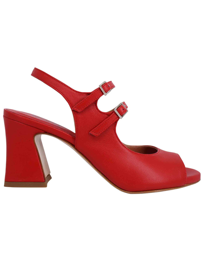 Spatarella Sandali slingback donna in pelle rossa con cinturini punta tonda e tacco alto Vendita