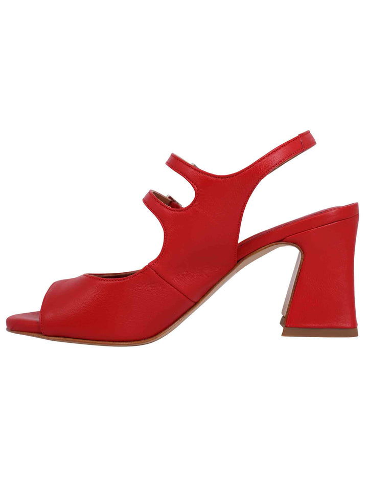 Spatarella Sandali slingback donna in pelle rossa con cinturini punta tonda e tacco alto Vendita