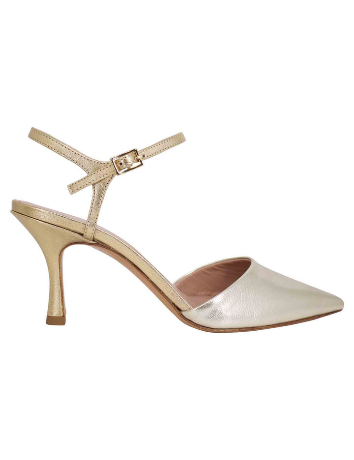 Spatarella Sandali donna in pelle laminata argento e platino con tacco alto e cinturino alla caviglia Negozi Online