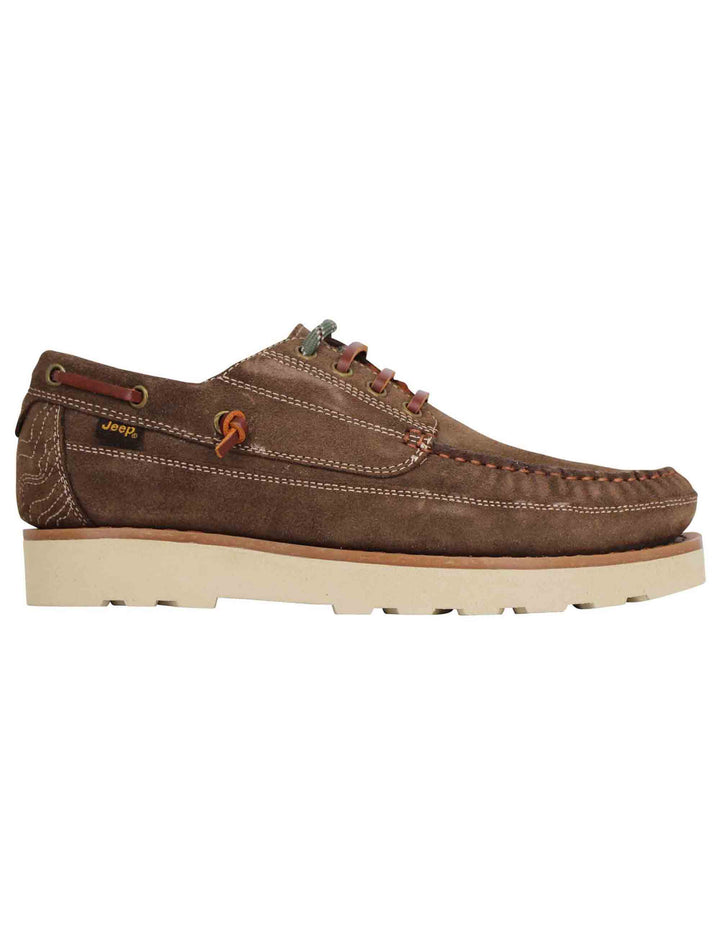 Spatarella Stringate uomo Hopi Suede in camoscio marrone con lacci in cuoio e suola bianca Outlet