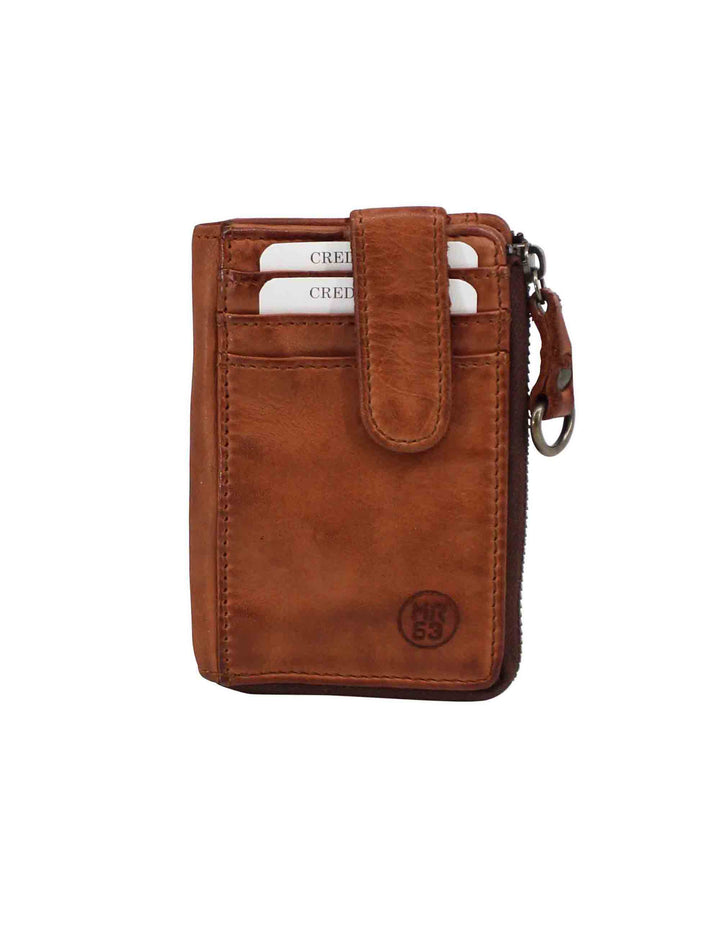 Spatarella Portacarte uomo con zip in pelle vintage cuoio Vendita Economica