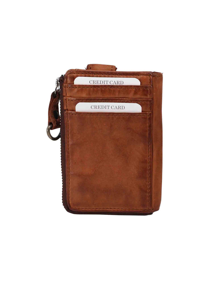 Spatarella Portacarte uomo con zip in pelle vintage cuoio Vendita Economica