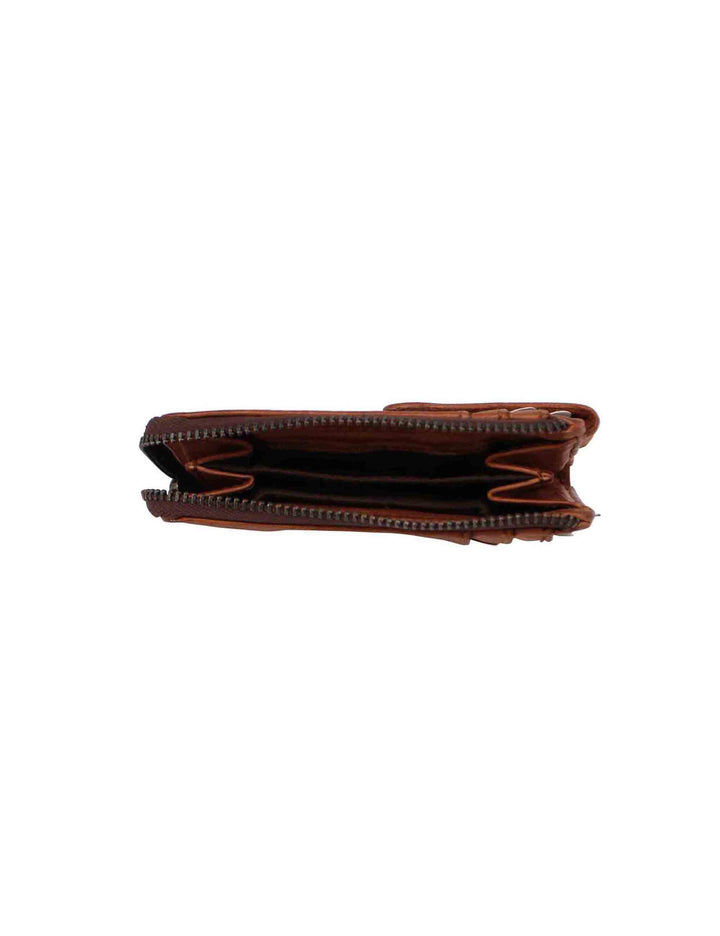 Spatarella Portacarte uomo con zip in pelle vintage cuoio Vendita Economica