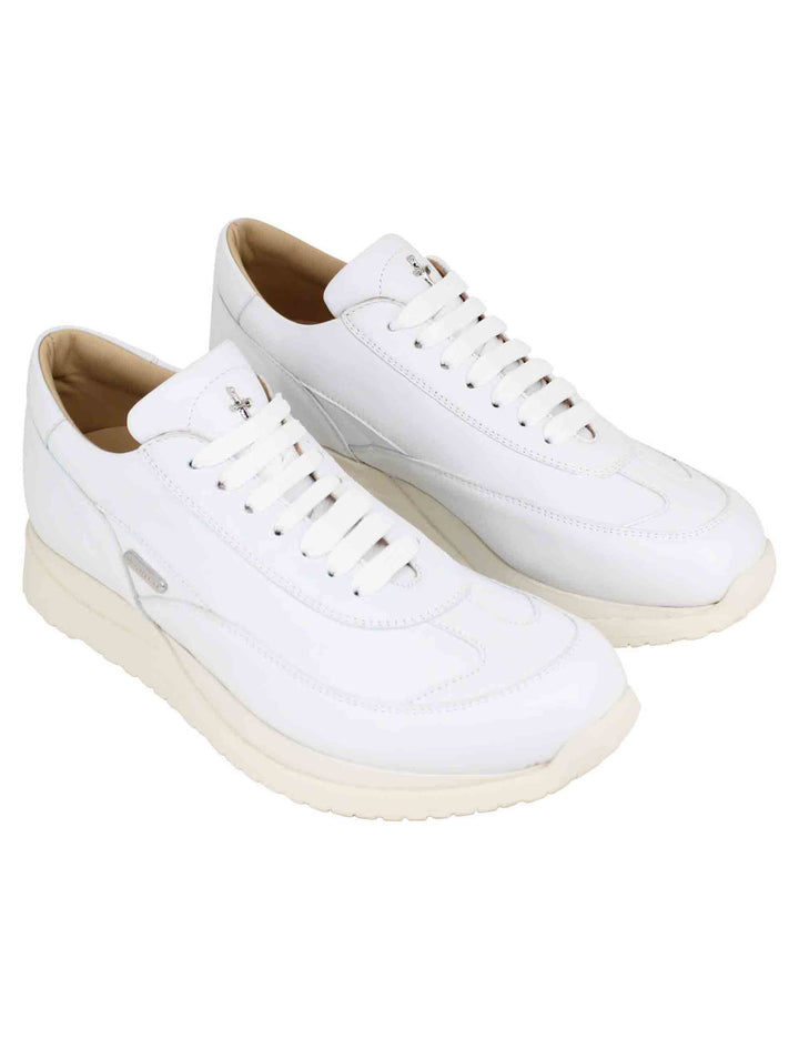 Spatarella Sneakers uomo in pelle bianca Saldi Di Fabbrica