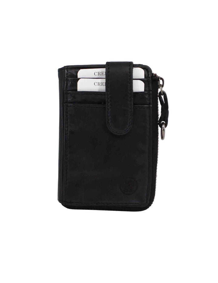 Spatarella Portacarte uomo con zip in pelle vintage nero Negozio