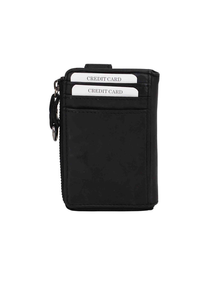 Spatarella Portacarte uomo con zip in pelle vintage nero Negozio