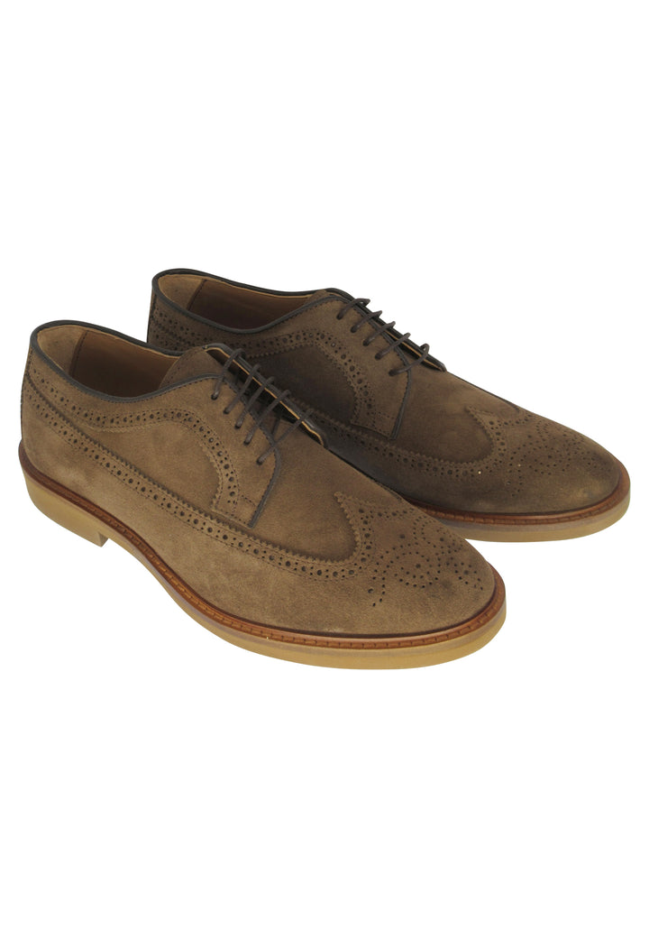 Spatarella Stringate uomo in camoscio sigaro con fondo gomma ultra leggero Moda