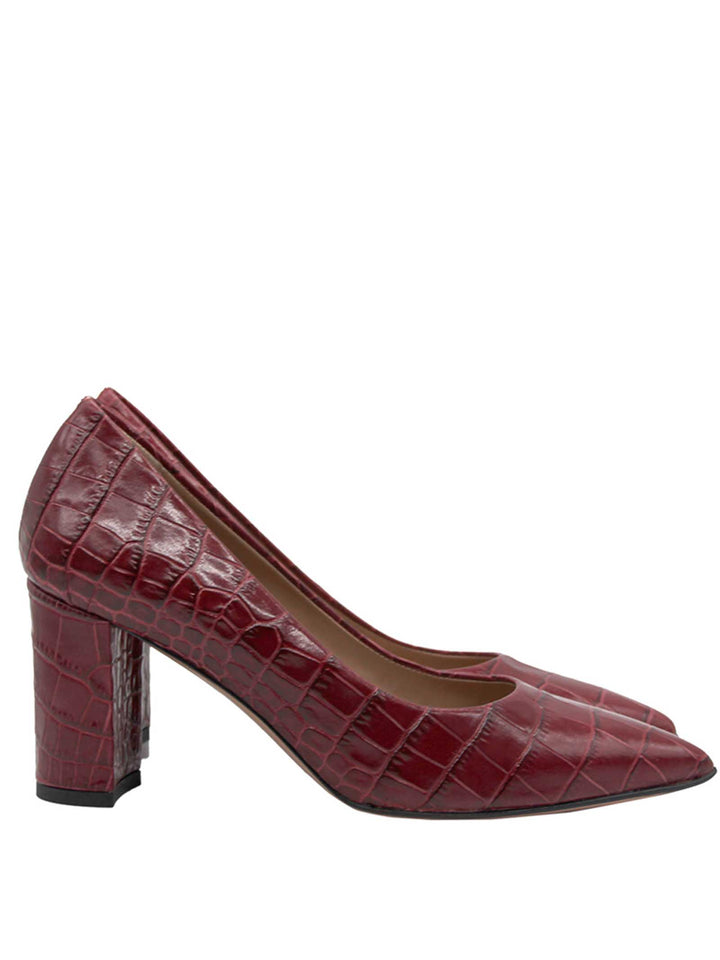 Spatarella Calzature Donna Décolleté in Pelle Stampata Cocco di Colore Rosso Tacco Alto Sconto di tempo limitato