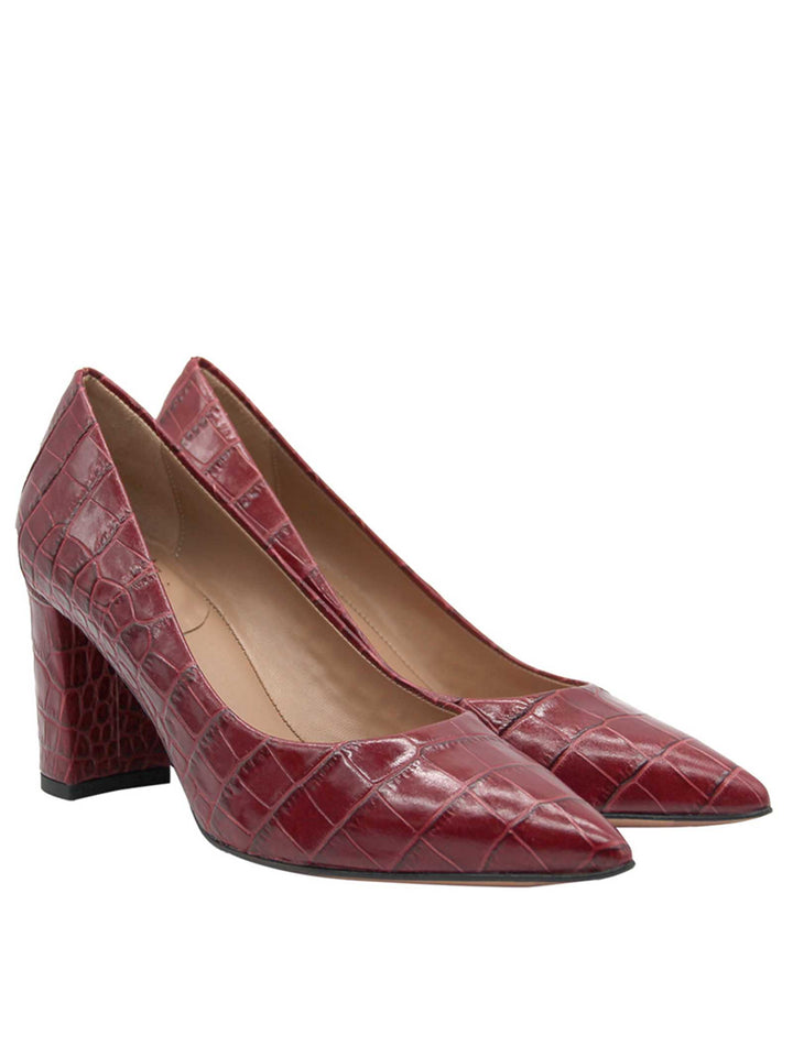Spatarella Calzature Donna Décolleté in Pelle Stampata Cocco di Colore Rosso Tacco Alto Sconto di tempo limitato