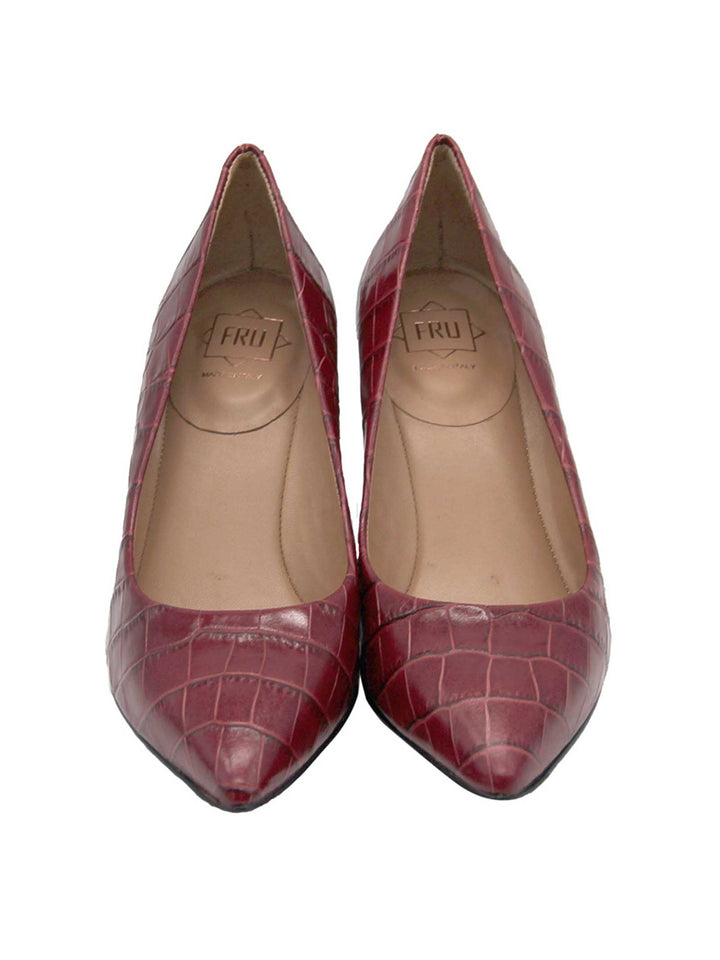 Spatarella Calzature Donna Décolleté in Pelle Stampata Cocco di Colore Rosso Tacco Alto Sconto di tempo limitato