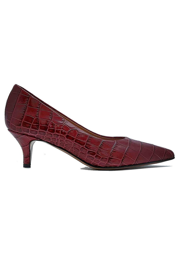 Spatarella Calzature Donna Décolleté in Pelle Stampta Cocco Rosso con Punta a Punta Negozio online di fabbrica