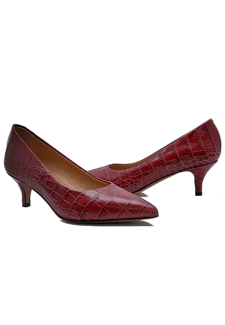 Spatarella Calzature Donna Décolleté in Pelle Stampta Cocco Rosso con Punta a Punta Negozio online di fabbrica