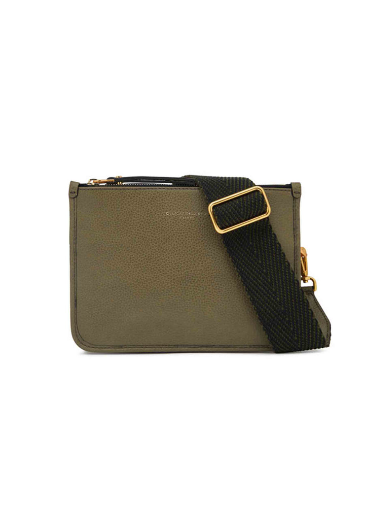 Spatarella Borsa donna pochette Debbie New in pelle verde con tracolla in tessuto Offerta speciale