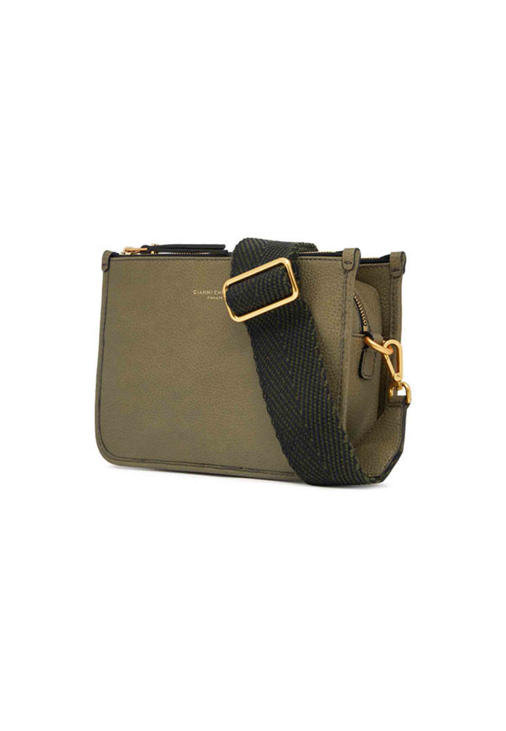 Spatarella Borsa donna pochette Debbie New in pelle verde con tracolla in tessuto Offerta speciale