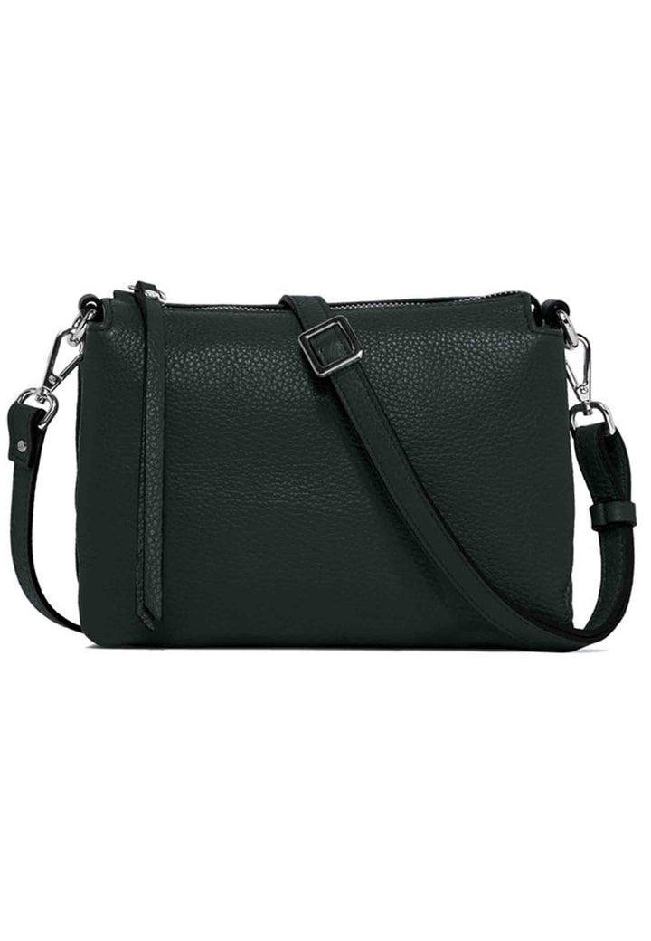 Spatarella Borsa donna pochette Three in pelle verde con tracolla removibile in tono Grande vendita