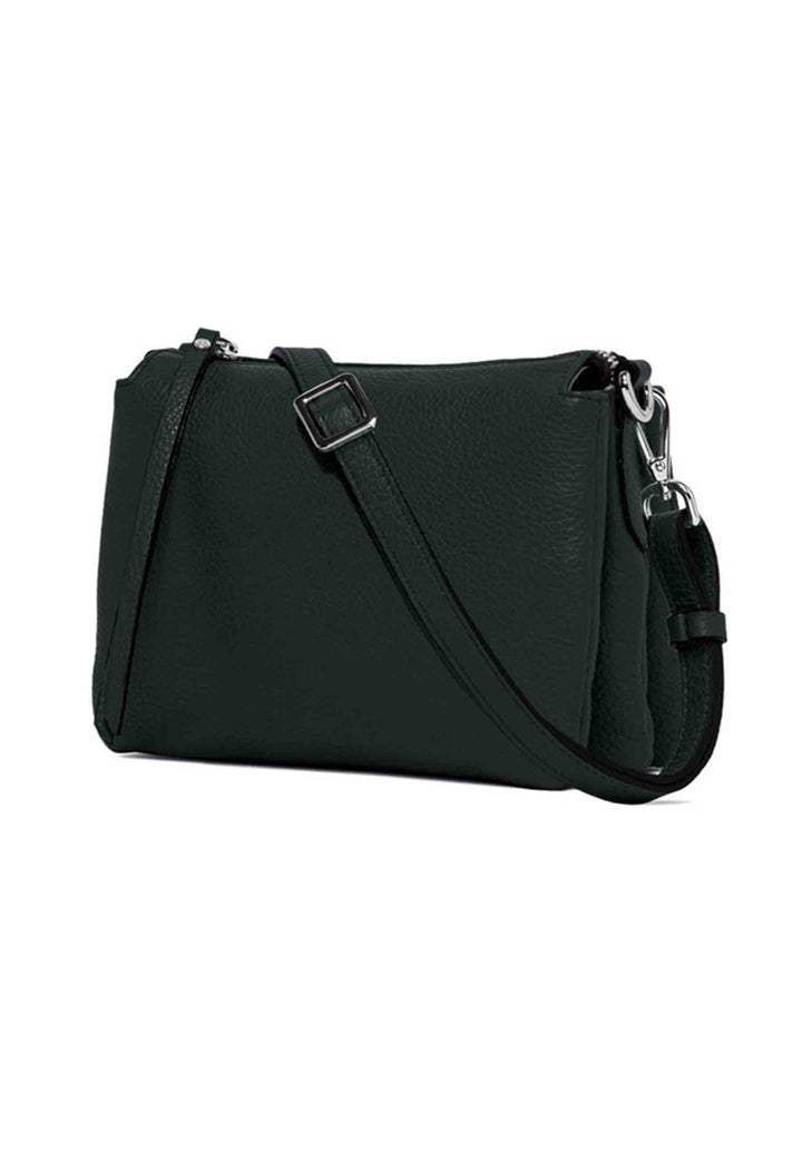 Spatarella Borsa donna pochette Three in pelle verde con tracolla removibile in tono Grande vendita