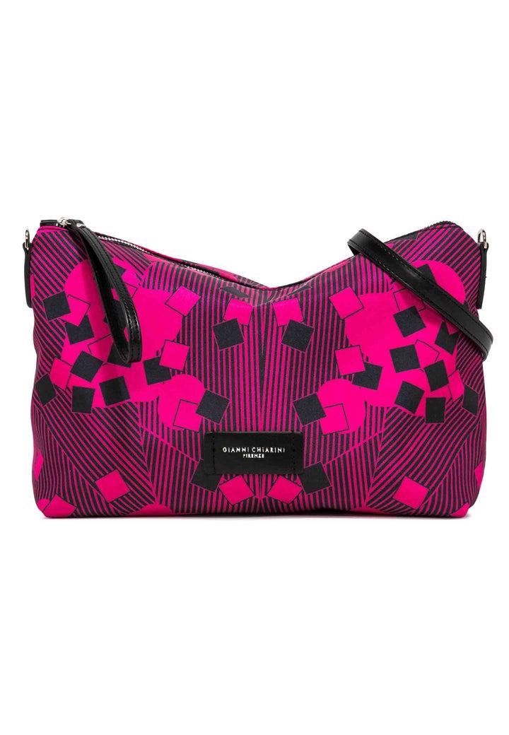 Spatarella Pochette grande donna in tessuto fuxia a fantasia con manico e tracolla in pelle Shopping online