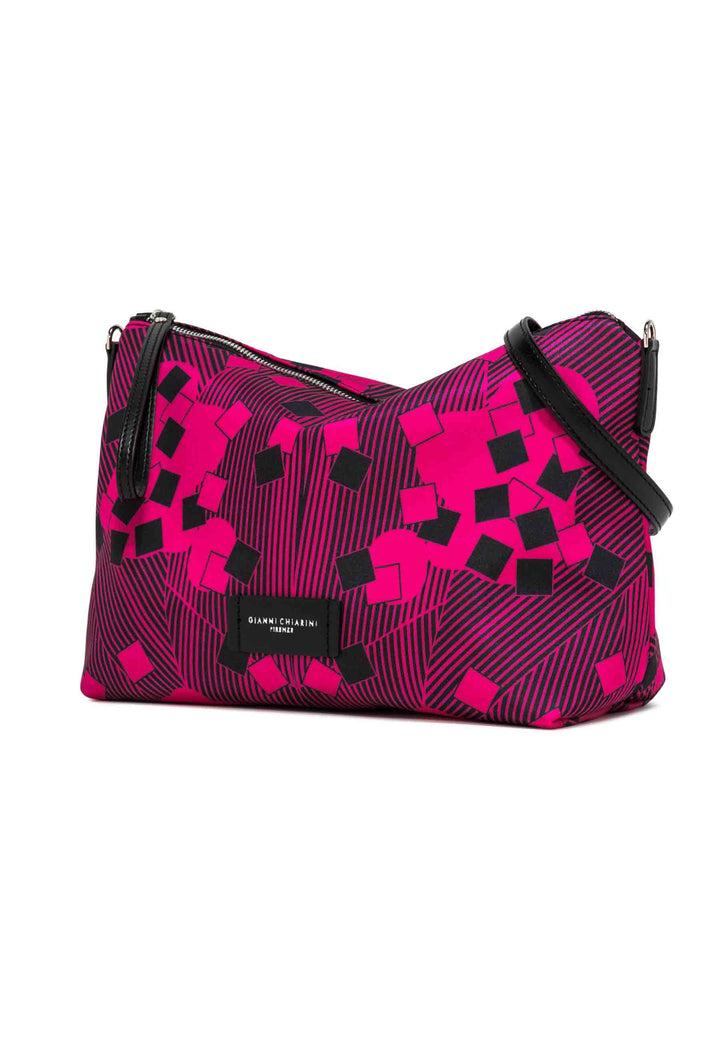 Spatarella Pochette grande donna in tessuto fuxia a fantasia con manico e tracolla in pelle Shopping online