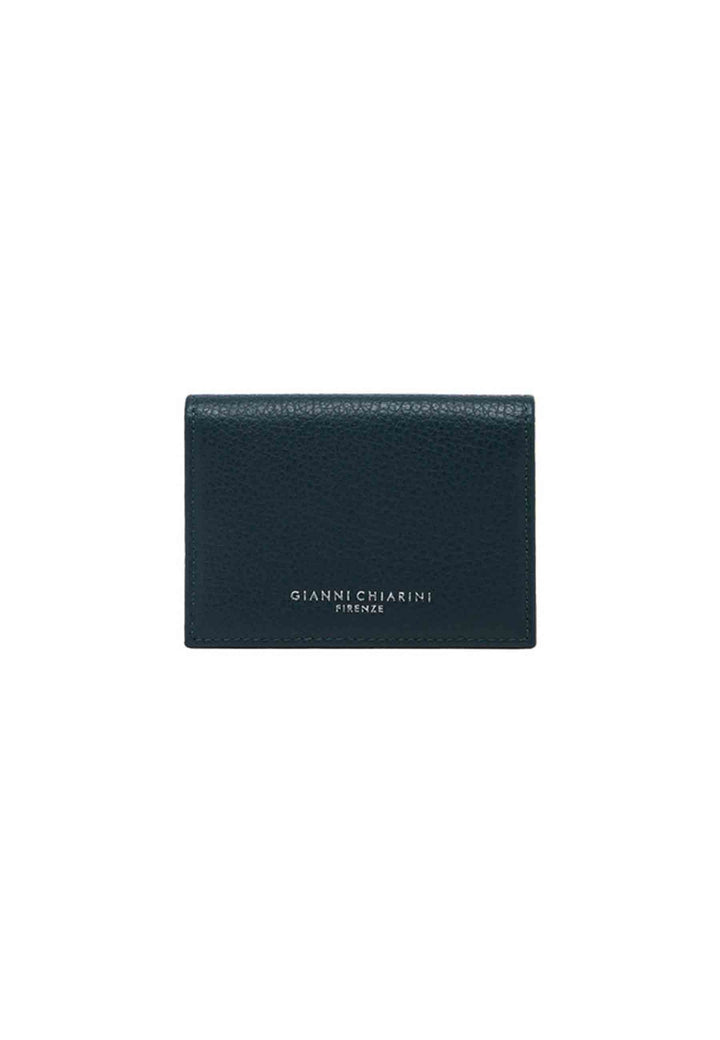 Spatarella Portacarte donna in pelle martellata verde con bottoncino di chiusura Black Friday