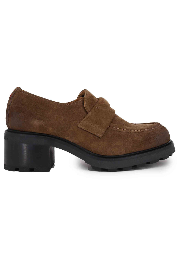 Spatarella Mocassini donna in camoscio marrone con suola carrarmato Offerta Pasqua