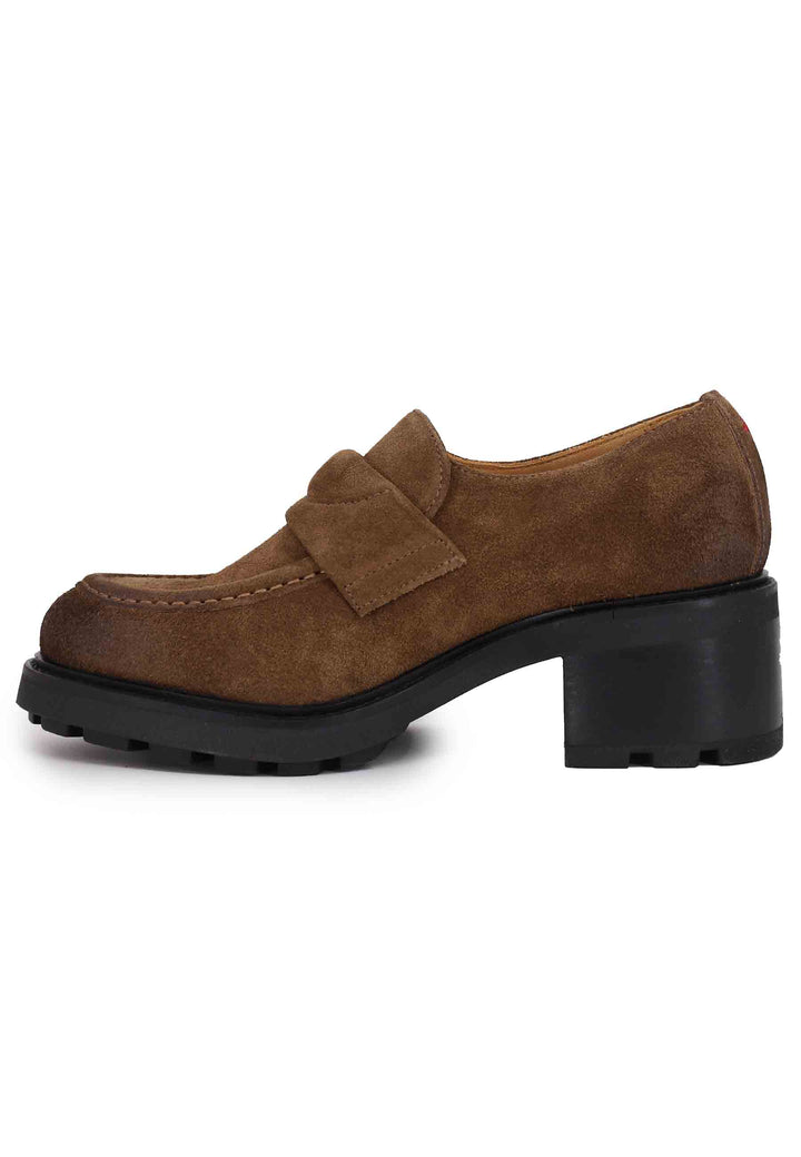 Spatarella Mocassini donna in camoscio marrone con suola carrarmato Offerta Pasqua