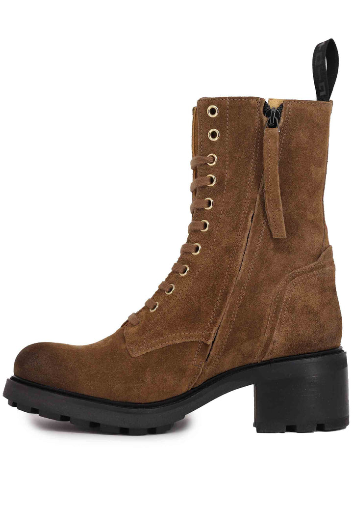 Spatarella Stivaletti anfibi donna in camoscio cuoio con accessori Offerta Anniversario