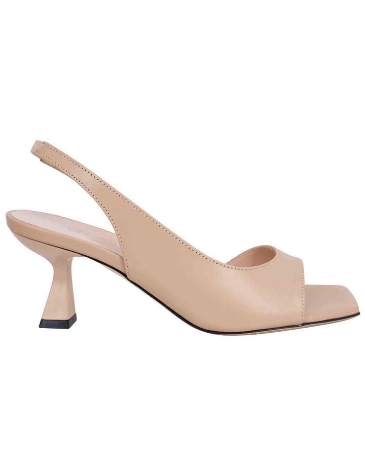 Spatarella Sandali slingback donna in pelle cipra con punta quadra Vendita calda