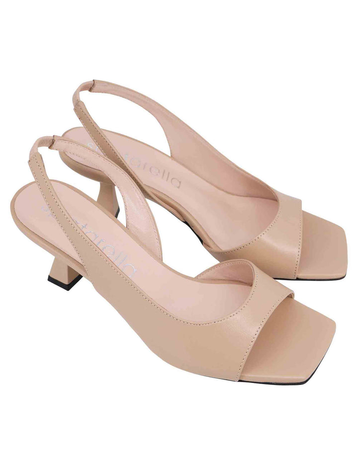 Spatarella Sandali slingback donna in pelle cipra con punta quadra Vendita calda