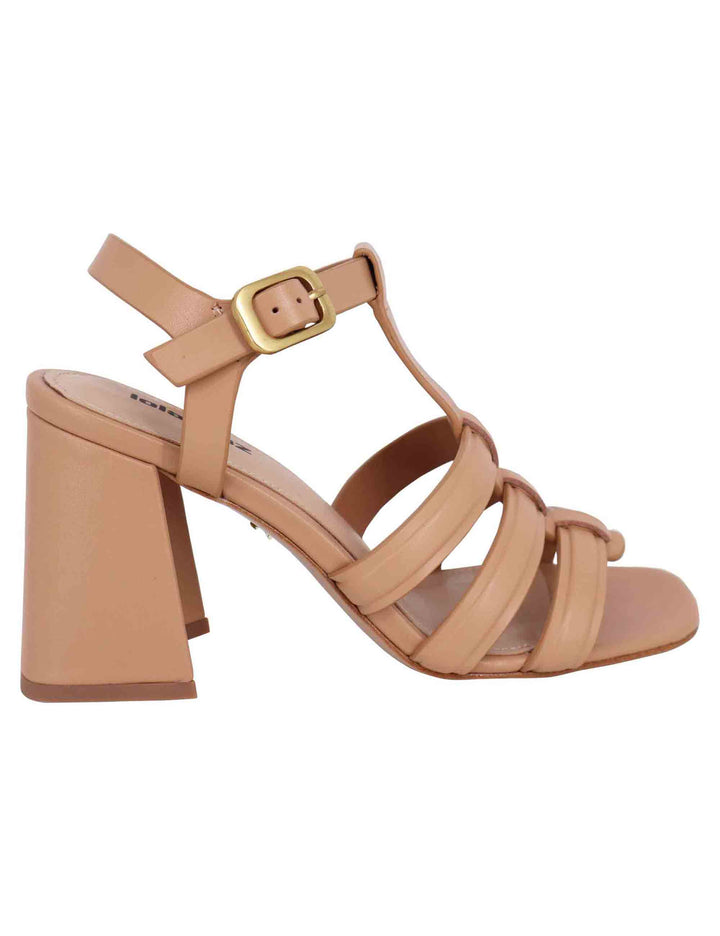Spatarella Sandali donna in pelle nude con tacco alto punta quadra e cinturino alla caviglia Gaia Latest fashion