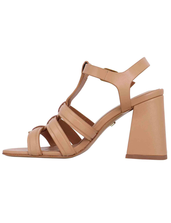 Spatarella Sandali donna in pelle nude con tacco alto punta quadra e cinturino alla caviglia Gaia Latest fashion