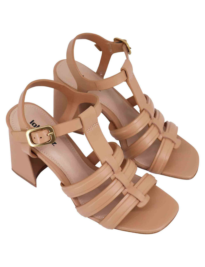 Spatarella Sandali donna in pelle nude con tacco alto punta quadra e cinturino alla caviglia Gaia Latest fashion