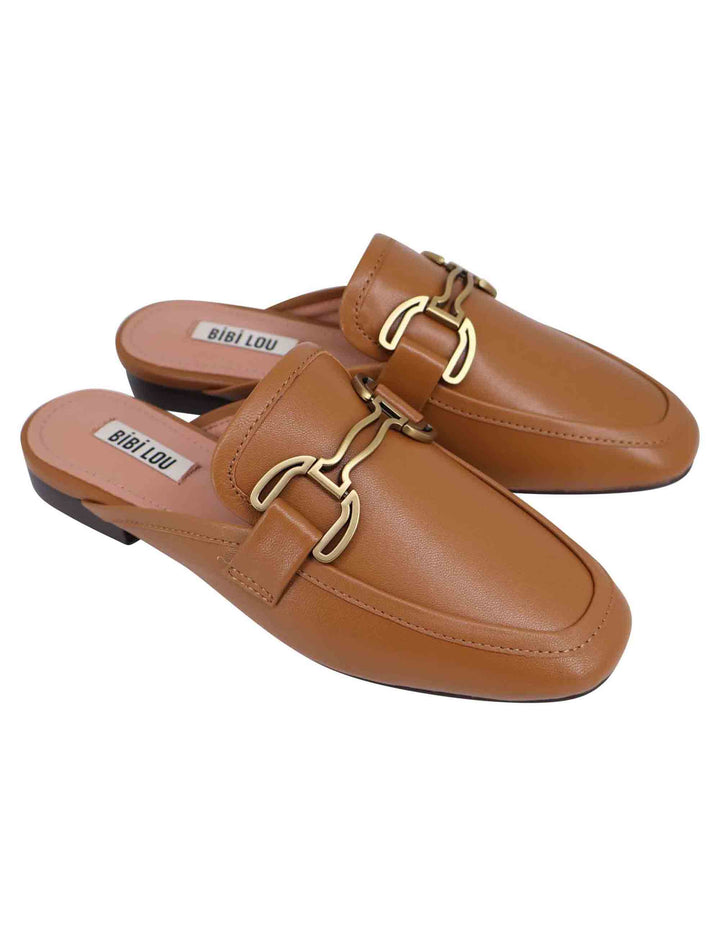 Spatarella Sabot donna in pelle cuoio con morsetto brunito e tacco basso Vela Online Outlet