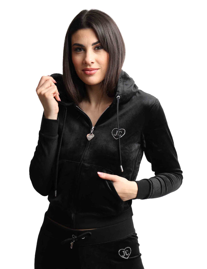 Spatarella Felpe donna Rodeo Robertson in tessuto nero con cappuccio e zip Bestseller