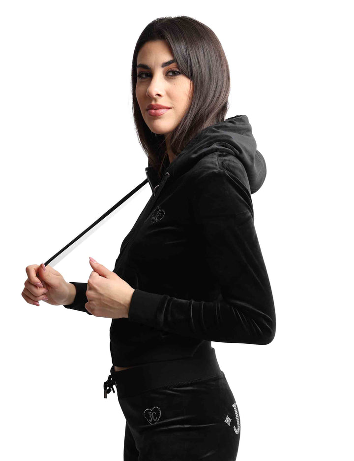 Spatarella Felpe donna Rodeo Robertson in tessuto nero con cappuccio e zip Bestseller