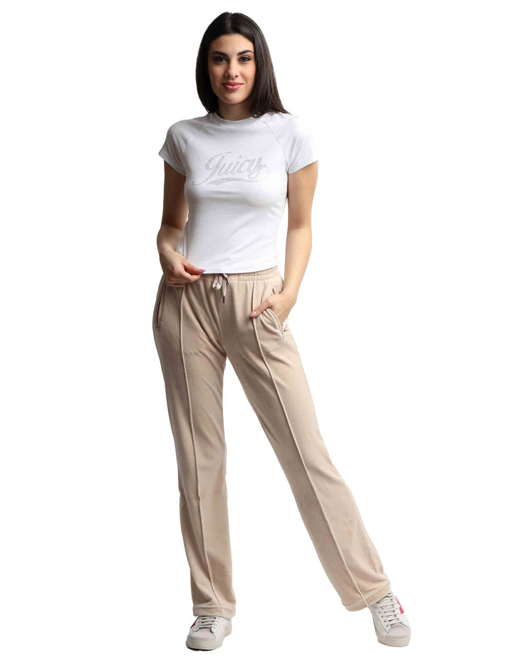 Spatarella T-shirts donna Ryder Rodeo in cotone bianco a girocollo con strass Offerte stagionali