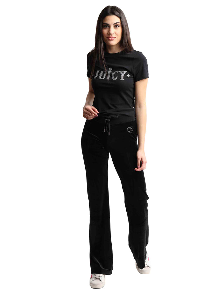 Spatarella T-shirts donna Ryder Rodeo in cotone nero a girocollo con strass Comprane uno, ottenene uno gratis