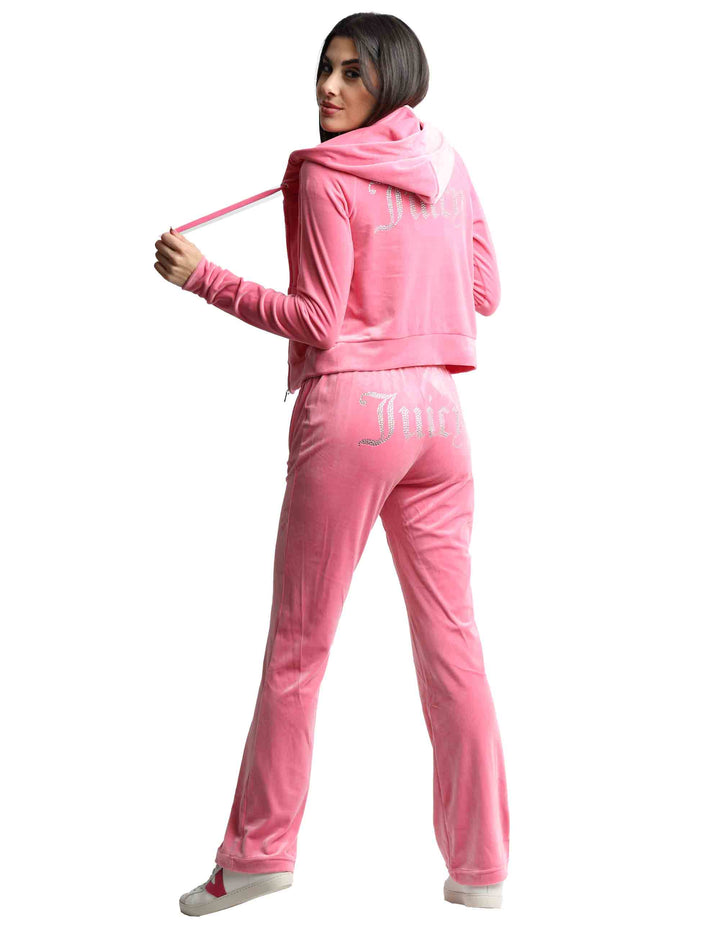 Spatarella Pantaloni tuta donna Tina in tessuto rosa con strass Offerte speciali