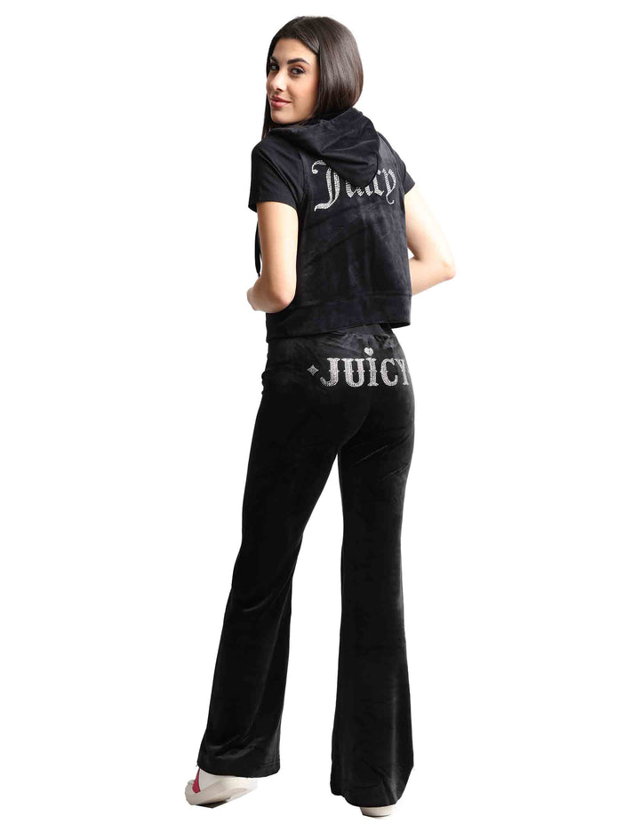 Spatarella Pantaloni tuta donna Rodeo Layla in tessuto nero con strass Sconti VIP