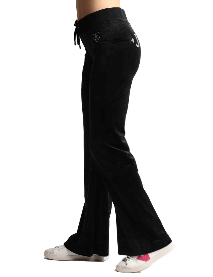 Spatarella Pantaloni tuta donna Rodeo Layla in tessuto nero con strass Sconti VIP