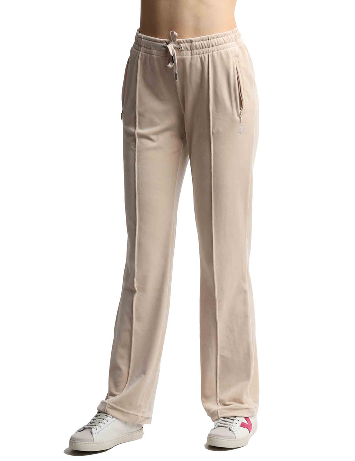 Spatarella Pantaloni tuta donna Tina in tessuto beige con strass Prezzo basso